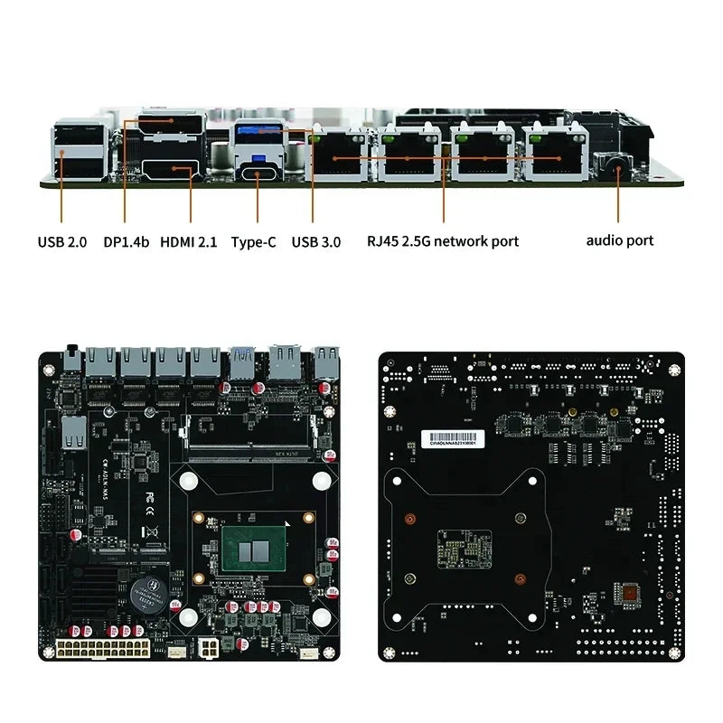 6-Bay N100 i3-N305 NAS Motherboard 12th Gen Intel 4x i226-V 2.5G 2*NVMe 6*SATA3.0 DDR5 Mini ITX Router Mainboard PCIex1 Type-C