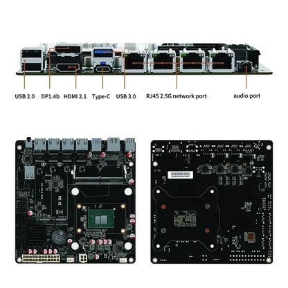 6-Bay N100 i3-N305 NAS Motherboard 12th Gen Intel 4x i226-V 2.5G 2*NVMe 6*SATA3.0 DDR5 Mini ITX Router Mainboard PCIex1 Type-C