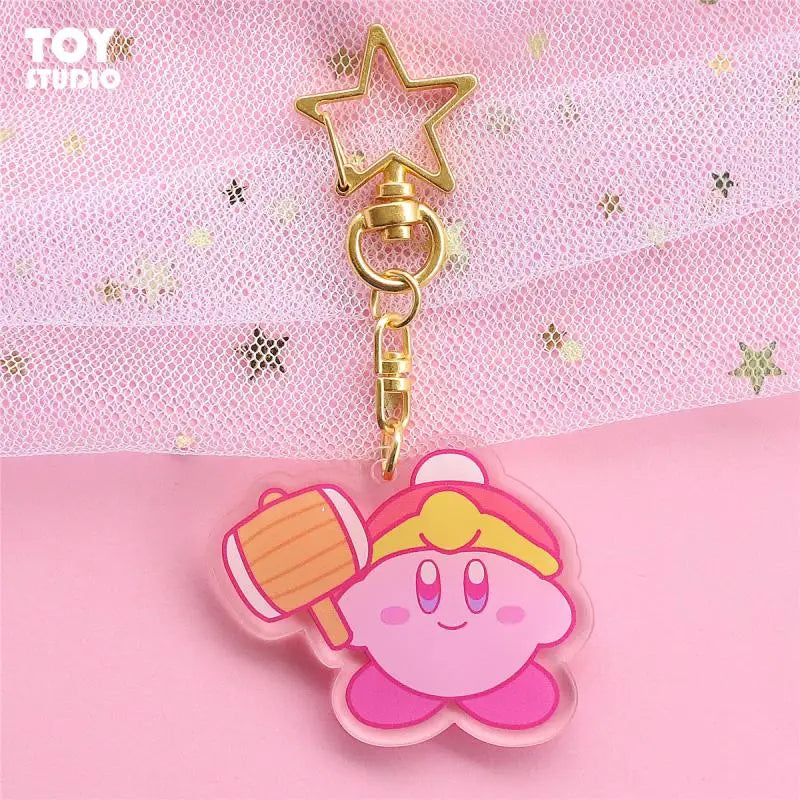 5 cm Kawaii Cartoon süße Airpods Kirby Star Schlüsselanhänger Acryl Abzeichen Mini Schlüsselanhänger Anhänger Anhänger Mädchen Geschenk