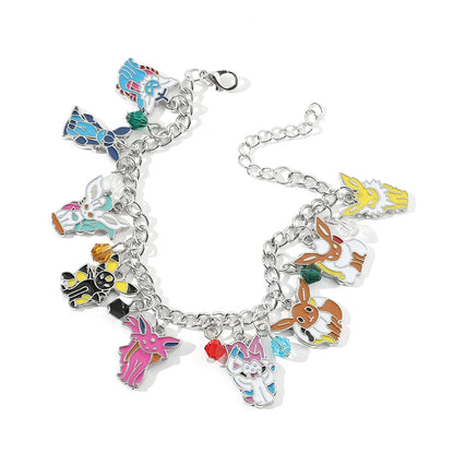 Pulsera de Anime Pokemon, pulseras colgantes de Eevee de dibujos animados bonitos, brazalete con abalorio esmaltado de Metal, joyería de moda para mujer, regalos de cadena de mano