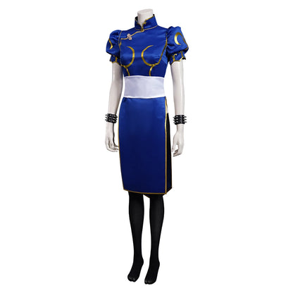 Chun Li Cosplay Kleid Kostüm Spiel SF Rolle Spielen Blaue Röcke Outfit Frauen Full Set Weibliche Halloween Party Disguise Anzug für Dame