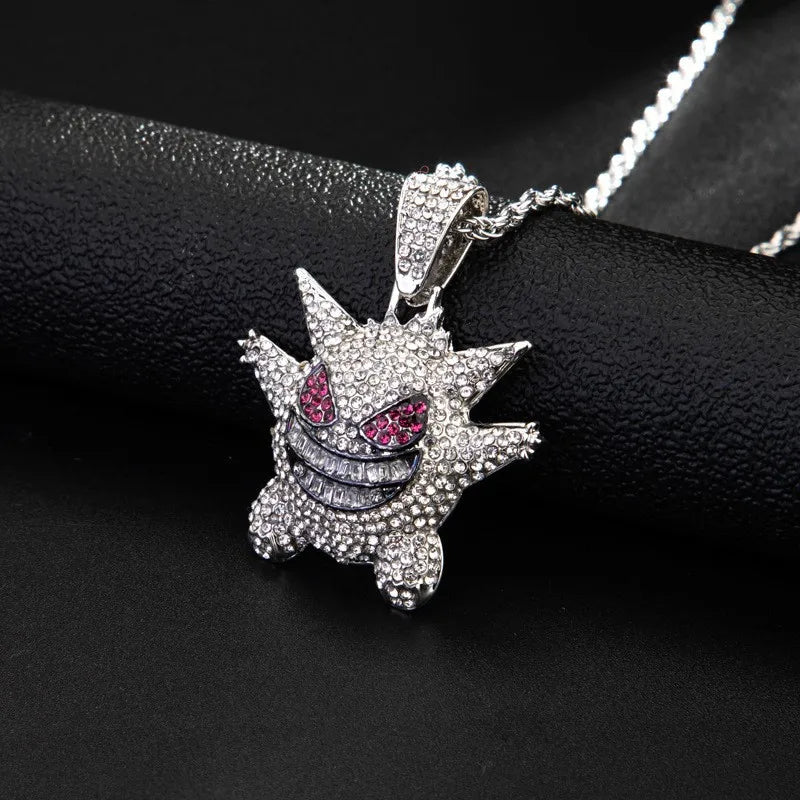 Pokemon Anime figuras de Gengar divertidos amuletos de la suerte COLLAR COLGANTE muñecas de dibujos animados joyería niñas juguete modelo accesorios regalo para niños