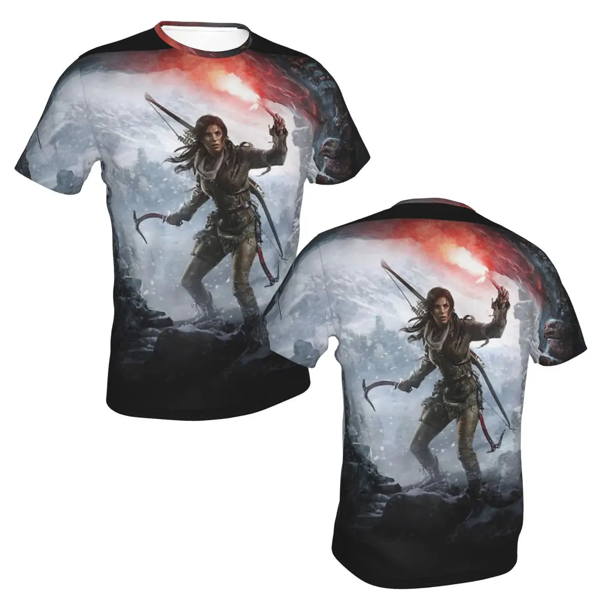 Camiseta de poliéster con cuello redondo de Lara Croft, camiseta fina Original de Tomb Raider Jonah Maiava, ropa para hombre, gran oferta