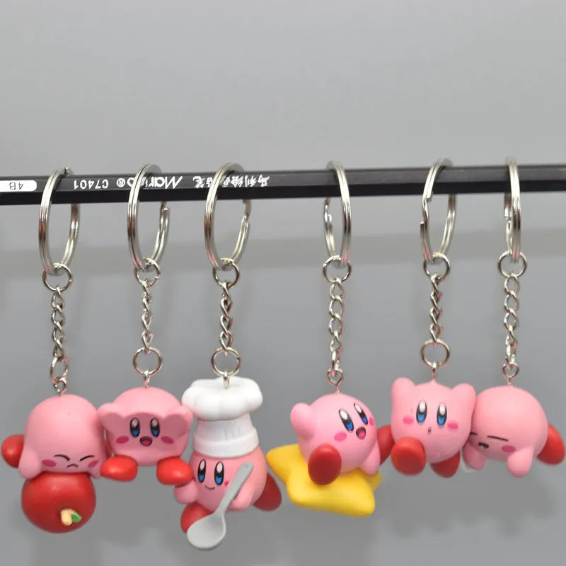 Kirby Anime juegos llavero colgante Kawaii dibujos animados Rosa Kirby Waddle Dee Doo figura de acción Mini muñecas juguetes para niños regalo de cumpleaños