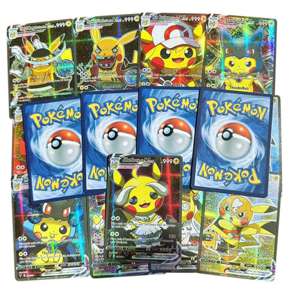 27-55 Teile/schachtel Neue Pokemon Anime Holographische Karten Pikachu Charaktere Cosplay Englisch Shiny Sammlung Trading Card Spielzeug Kinder Geschenk