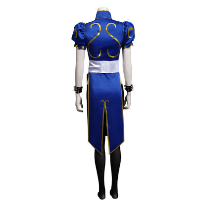 Chun Li Cosplay Kleid Kostüm Spiel SF Rolle Spielen Blaue Röcke Outfit Frauen Full Set Weibliche Halloween Party Disguise Anzug für Dame