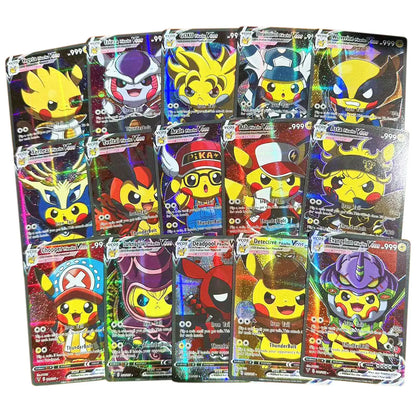 27-55 Teile/schachtel Neue Pokemon Anime Holographische Karten Pikachu Charaktere Cosplay Englisch Shiny Sammlung Trading Card Spielzeug Kinder Geschenk