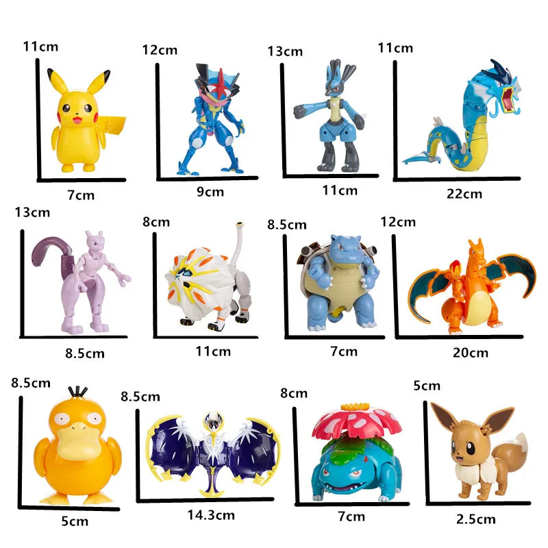 Echte Pokemon Anime Figur Pikachu Gengar Mew Mewtwo Eevee Snorlax Lucario Charizard Taschenmonster Pokeball Niedliches Modell Spielzeug