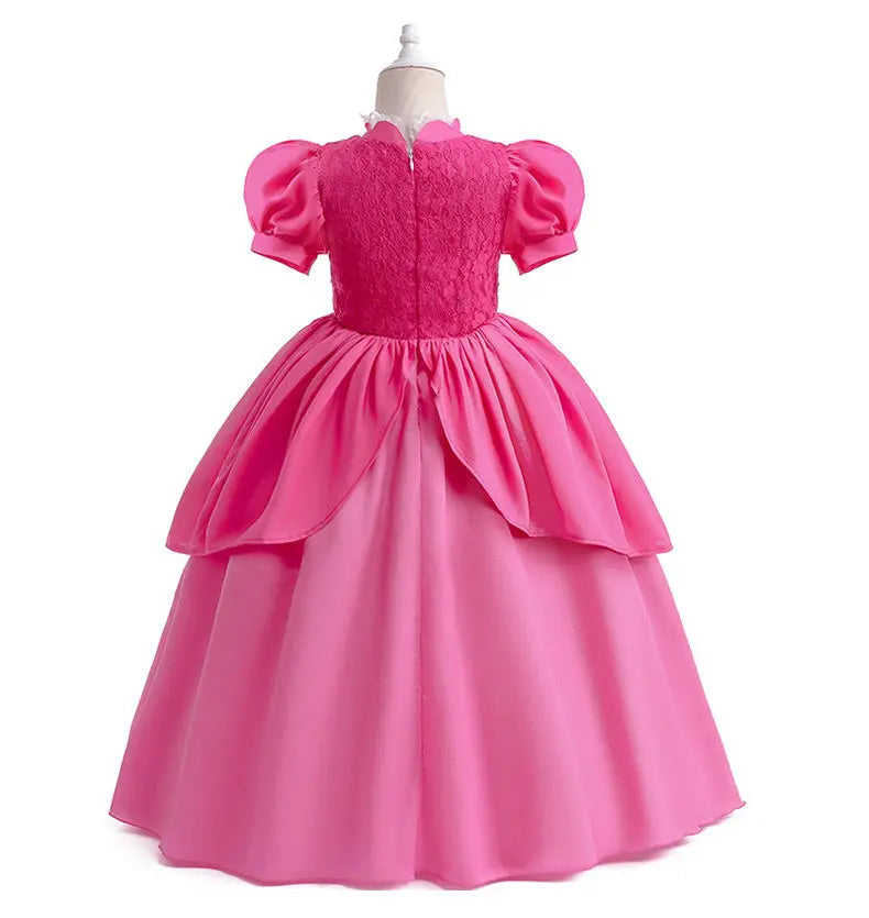 Peach Princess Dress For Girl Halloween Cosplay Costume Children Stage Performance Clothes Kids Birthday Carnival Party Outfits