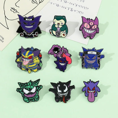 Anime Pokemon Emaille Pins Gengar Eevee Anstecknadeln für Rucksäcke Broschen für Frauen Emaille Pin Geschenk Mode Schmuck Zubehör