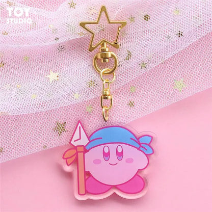 5 cm Kawaii Cartoon süße Airpods Kirby Star Schlüsselanhänger Acryl Abzeichen Mini Schlüsselanhänger Anhänger Anhänger Mädchen Geschenk