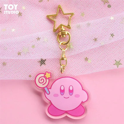 5 cm Kawaii Cartoon süße Airpods Kirby Star Schlüsselanhänger Acryl Abzeichen Mini Schlüsselanhänger Anhänger Anhänger Mädchen Geschenk