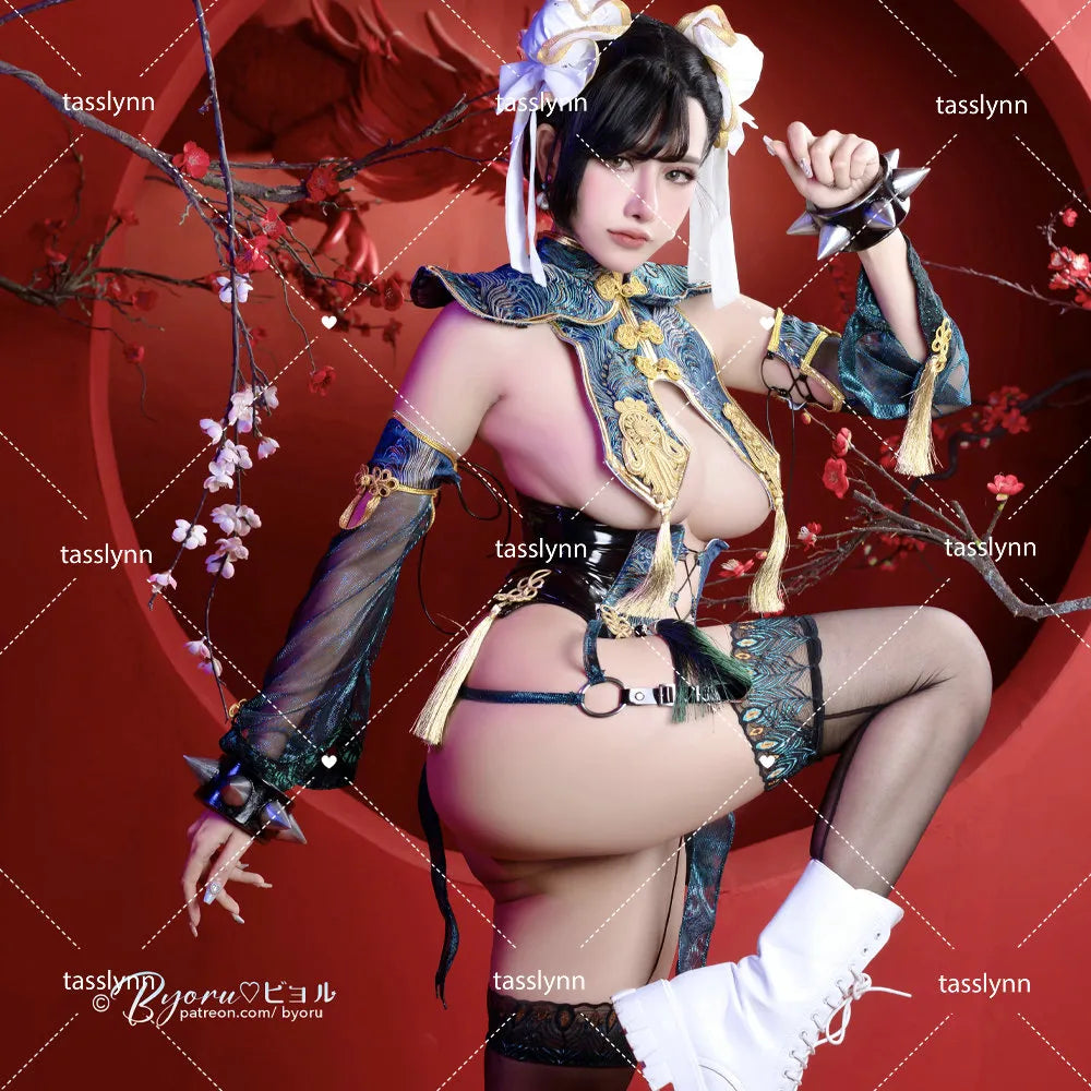 Juegos Chun Li Disfraces de Cosplay Fiesta de Halloween Sutorito Faita Vestido Cheongsam Azul