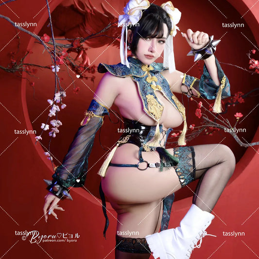 Juegos Chun Li Disfraces de Cosplay Fiesta de Halloween Sutorito Faita Vestido Cheongsam Azul