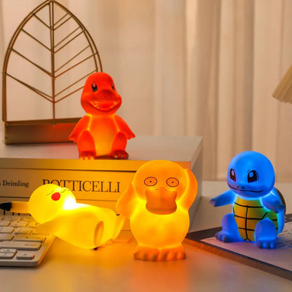 Pokemon Pikachu Figuren Licht Modell Ornament Spielzeug Anime Figur Squirtle Charmander Elektrische Licht Puppen Kinder Geburtstag Geschenke