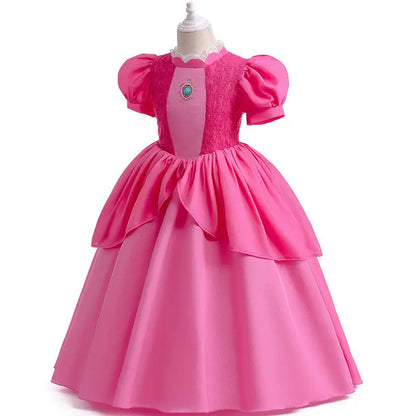 Peach Princess Dress For Girl Halloween Cosplay Costume Children Stage Performance Clothes Kids Birthday Carnival Party Outfits