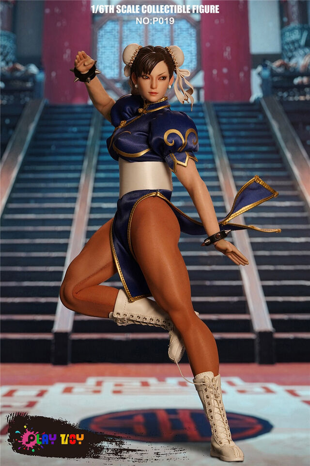 JUGUETE P019 1/6 mujer soldado luchador chica Chun Li diosa de la lucha conjunto completo 12 ''figura de acción cuerpo de silicona de alta calidad