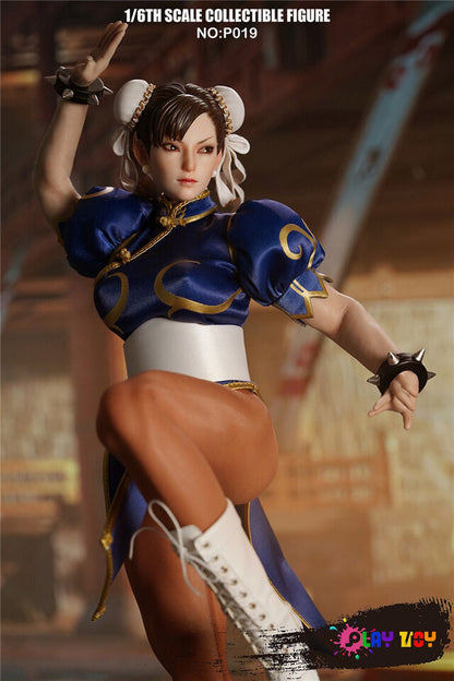 JUGUETE P019 1/6 mujer soldado luchador chica Chun Li diosa de la lucha conjunto completo 12 ''figura de acción cuerpo de silicona de alta calidad