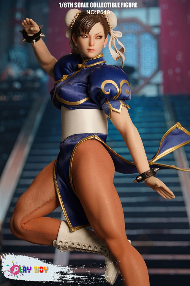 JUGUETE P019 1/6 mujer soldado luchador chica Chun Li diosa de la lucha conjunto completo 12 ''figura de acción cuerpo de silicona de alta calidad