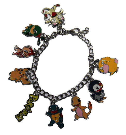 【Licencia oficial】Pokemon 30.º aniversario (9 dijes temáticos) PULSERA con dijes de metal surtidos