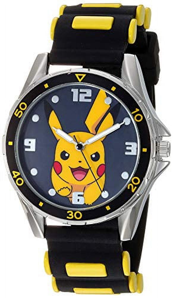 【Licencia oficial】Reloj analógico de cuarzo para niño Pokémon con correa de caucho, negro, 21 (Modelo: POK9056AZ)