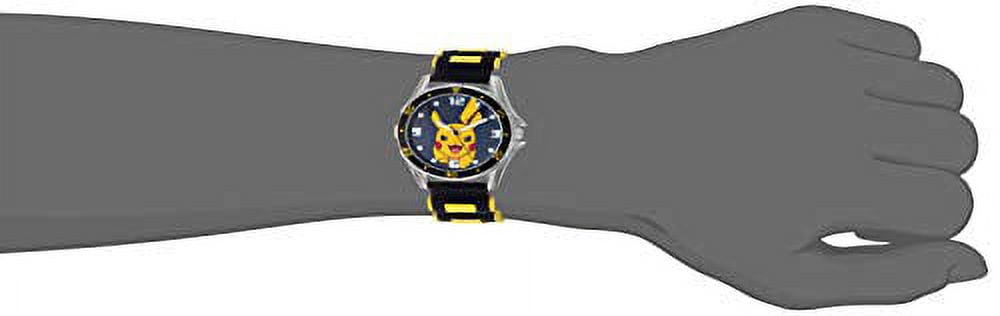 【Licencia oficial】Reloj analógico de cuarzo para niño Pokémon con correa de caucho, negro, 21 (Modelo: POK9056AZ)